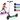 Pink scooter with colorful lights on a white background, with a girl riding another scooter.