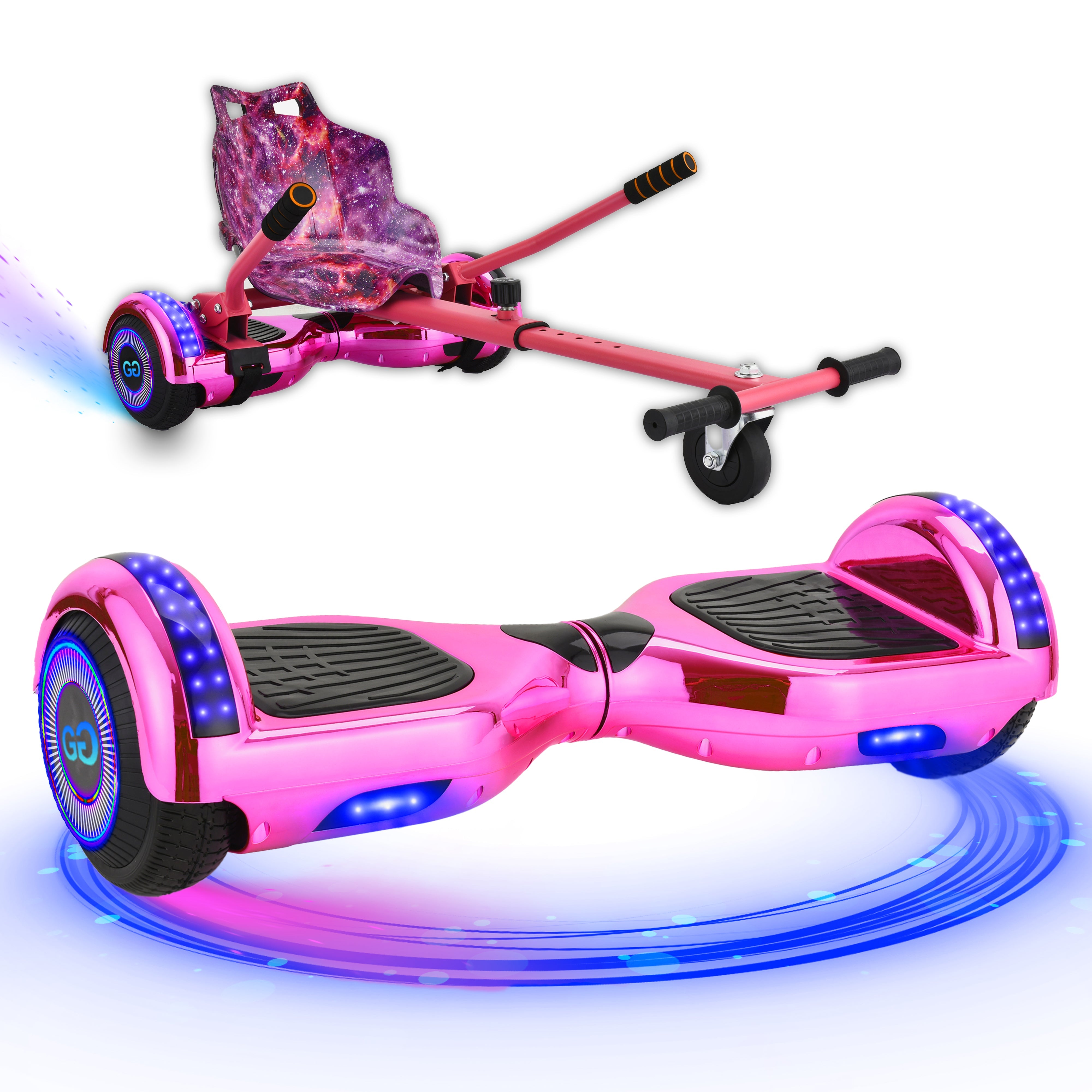 Go anywhere! Hoverboard with easy-attach go-kart kit 
