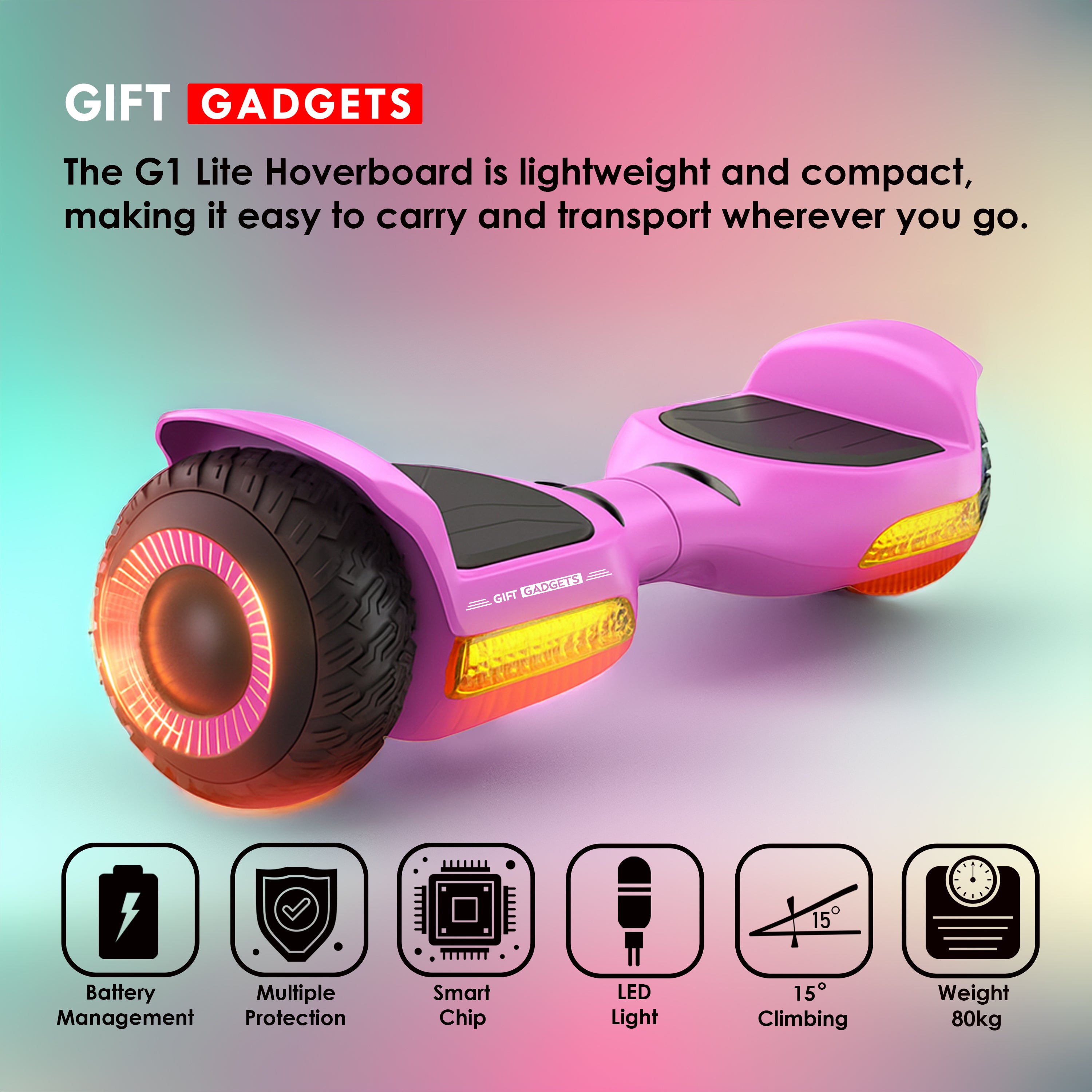 G1 Lite Pink Hoverboard with Bluetooth For Kids