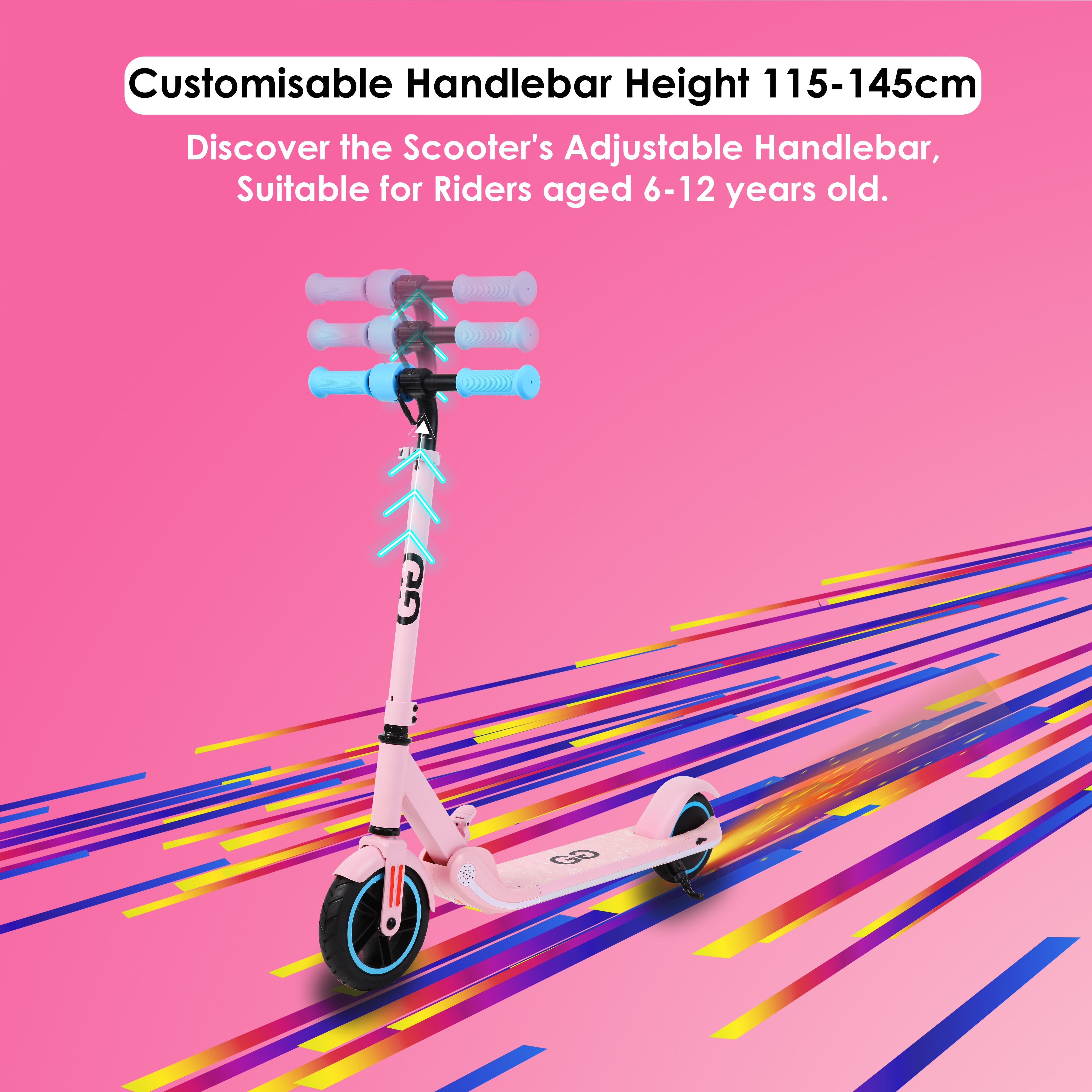 Child-Friendly Pink X1 Electric Scooter with Adjustable Handlebar